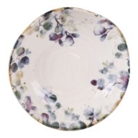 Lot de 6 assiettes creuses vertes et violettes en faïence 19 cm-Faïence-Multicolore-Table passion