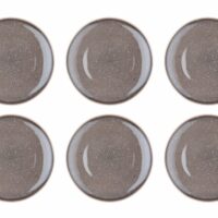 Lot de 6 assiettes plates en grès gris d27--Gris-Björn