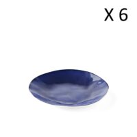 Lot de 6 assiettes plates en mélaminé bleu 27