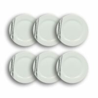 Lot de 6 assiettes plates porcelaine blanche à rayures noires 27cm-Porcelaine-Blanc-Novastyl