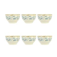 Lot de 6 bols 70cl en grès à motif poisson--Beige-Novastyl