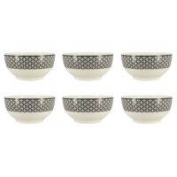 Lot de 6 bols en porcelaine - 3 décors assortis 50cl-Porcelaine-Noir-Novastyl