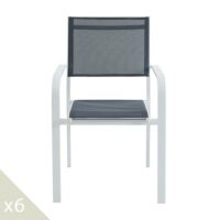 Lot de 6 chaises de jardin en aluminium blanc et textilène-Aluminium-Blanc-Homifab