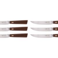 Lot de 6 Couteaux à Steack en Acier Forgé et manche en Noyer