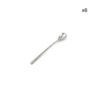 Lot de 6 cuillère à long drink argent en métaux 22cm--Argenté-BonBistro