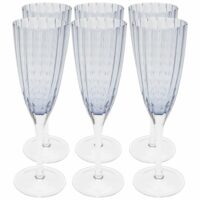 Lot de 6 - flûte à champagne en verre bleu-Verre-Transparent-Kare Design