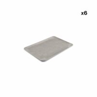 Lot de 6 plateau de service argent en métaux 30x20xh1cm--Argenté-BonBistro
