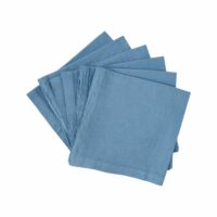 Lot de 6 serviettes en lin et en coton 45 x 45 cm bleu-Lin-Bleu-CAMIF