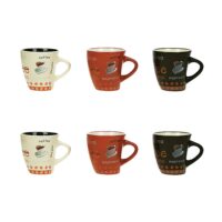 Lot de 6 tasses en grès 3 couleurs assorties 15cl--Marron-Novastyl