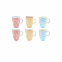 Lot de 6 tasses en porcelaine multicolore D5-Porcelaine-Bleu-Björn