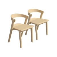 Lot de deux chaises effet bois clair-Bois-Beige-TEMAHOME