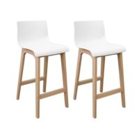 Lot de tabourets de bar en chêne 65cm-Chêne-Blanc-Mob In