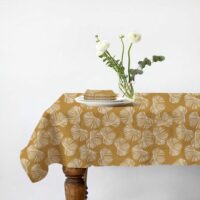 Lot nappe carrée + 2 serviettes de table déperlante champêtre--Jaune-Future Home