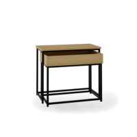 Lot tables d'appoint rectangulaires finition chêne acier noir 55x60x29-Chêne-Marron-Hispanohogar