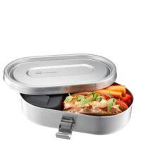 Lunchbox bento 2 pièces en acier inoxydable et silicone-Inox-Argenté-GEFU