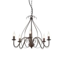 Lustre classique brun rouille 5 lumières--Marron-QAZQA