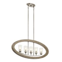 Lustre en acier et verre finition gris antique vieilli-Verre-Blanc-ELSTEAD LIGHTING