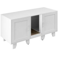 Maison de toilettage pour chat avec tapis à gratter inclus--Blanc-Tectake