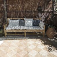 Matelas de sol en coton imprimé block print bleu de prusse-Coton-Blanc-Decoclico