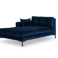 Méridienne gauche 1 place en tissu velours bleu roi-Tissu-Bleu-Micadoni Home