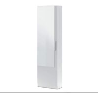 Meuble à chaussures 1 porte avec miroir blanc - h180 x l50 cm--Blanc-Fores