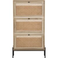 Meuble à chaussures 3 portes en cannage et effet chêne 70 cm-Chêne-Marron-Homifab