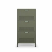 Meuble à chaussures 3 portes en métal h120cm - vert-Métal-Vert-Drawer