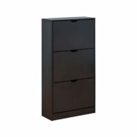 Meuble à chaussures noir à 3 portes effet bois pour 12 paires-Bois-Noir-Mobili Rebecca