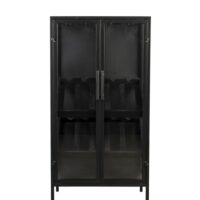 Meuble bar en fer et vitrine en verre trempé-Verre-Noir-Mathi Design