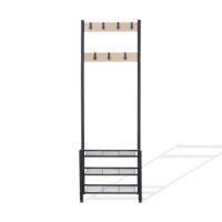 Meuble d'entrée avec 3 étagères en aggloméré et métal noir et beige-Métal-Noir-Mobili Rebecca
