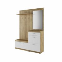 Meuble d'entrée effet bois et blanc 135 cm bois / blanc-Bois-Marron-Best Mobilier