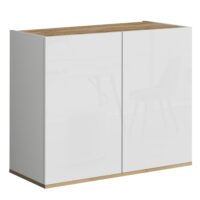 Meuble de rangement 2 portes effet bois blanc/chêne 80
