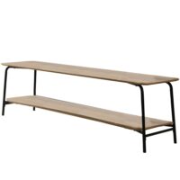 Meuble de télévision 2 niveaux bois et métal noir 150x40x43.5cm-Métal-Marron-Unimasa