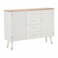 Meuble en bois blanc et marron avec portes et tiroirs 117x37x90 cm-Bois-Blanc-Mauro Ferretti