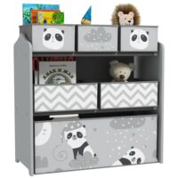 Meuble rangement enfant 6 boîtes amovibles en tissu non tissé gris-Tissu-Gris-ZONEKIZ