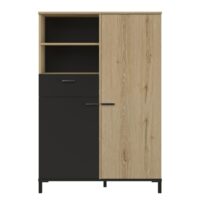 Meuble rangement haut effet bois chêne effet bois avec espaces mixtes-Bois-Beige-Gami
