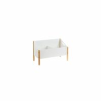Meuble rangement jouets blanc et bois 63x33x42cm-Bois-Blanc-Wadiga