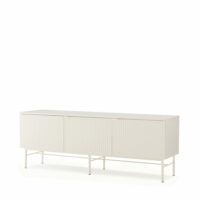 Meuble TV 150 cm blanc design rainuré--Blanc-Koketto Home