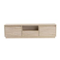 Meuble tv 160 cm 3 portes 1 niche - décor travertin--Beige-Pier import