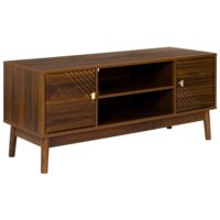 Meuble tv 2 portes 2 niches bois et mdf pieds pin chêne foncé-Bois de Pin-Marron-Altobuy