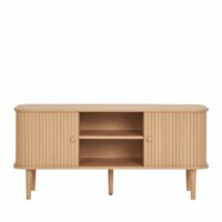Meuble tv 2 portes coulissantes en bois l113cm - bois clair-Bois-Marron-House Nordic