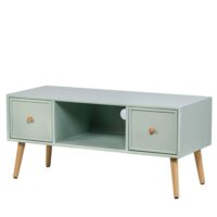 Meuble tv 2 tiroirs en bois massif vert menthe-Bois-Vert-Nordlys