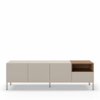 Meuble tv 3 portes 1 tiroir en bois et métal l180cm - beige-Métal-Beige-Drawer