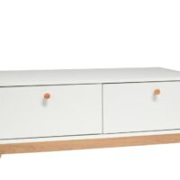 Meuble TV avec 2 tiroirs en mélaminé blanc--Blanc-Loft24