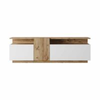 Meuble TV avec 3 portes en aggloméré couleur chêne et blanc-Chêne-Marron-Mobili Rebecca