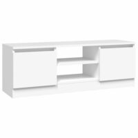 Meuble TV avec porte bois blanc 102x30x36 cm-Bois-Blanc-Maison Chic