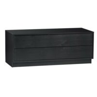 Meuble tv en bois massif noir 2 tiroirs 100x39.5x40.3cm-Bois-Noir-Meubles & Design