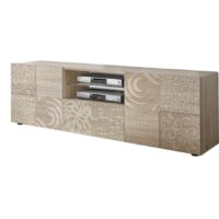 Meuble TV en mélaminé chêne-Chêne-Marron-AQA DESIGN