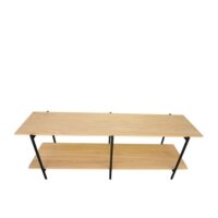 Meuble TV en placage chêne et pieds métal noir mat-Métal-Beige-Decoclico
