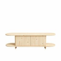 Meuble tv en sapin beige 150 cm-Bois de Pin-Marron-Hannun